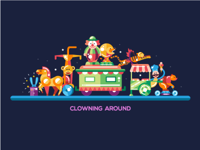 Clowning Around - Circus Composition event show fun party animal design flat icon clowning around composition circus clown