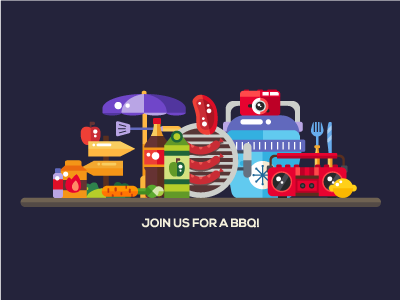 It's BBQ Party! banner barbecue bbq design flat food grill holiday leisure meals party picnic