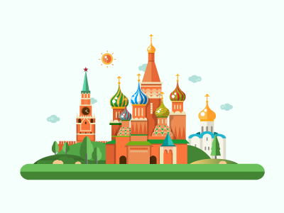 Moscow Kremlin - Flat Design Illustration traveling composition flat design illustration famous landmark kremlin travel russia moscow