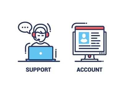 Support, Account Line Design Icons account business computer design finance flat guy icon line office support technical
