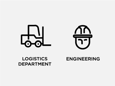 Company Departments Pictograms - Logistics & Engineering business company department design engineering fork lift icon line logistics office pictogram worker