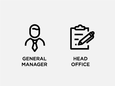 General Manager & Head Office Pictograms business design general head head office human icon line manager office pictogram top