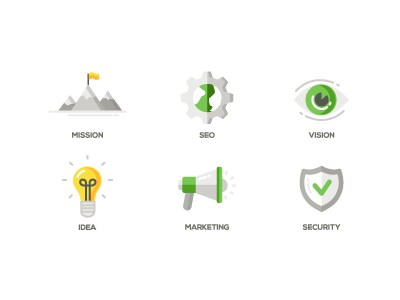 Flat Design Business Icons business design flat icon idea marketing mission security seo vision