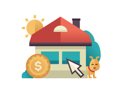 AirBnB Handsfree Website Icon arrow coin custom project design dog dwelling flat house icon service sun