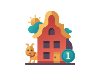 Your Home accommodation airbnb dog flat design home house icon service