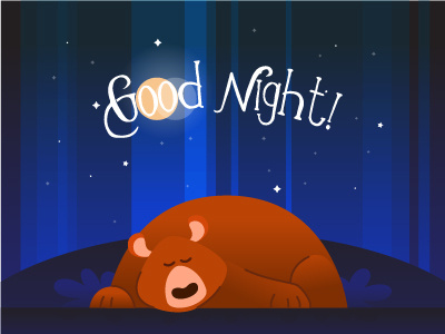 Good Night Bear animal bear character good night illustration night sleeping sticker wild