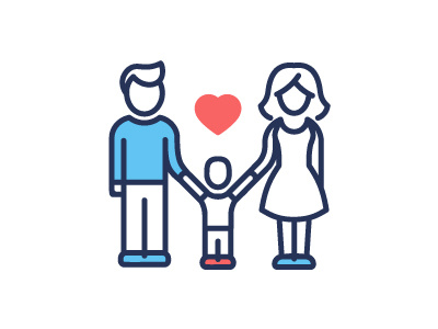 One Child Family Icon child family father female heart icon line llove male mother