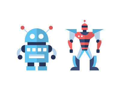 Robots - flat design icons set