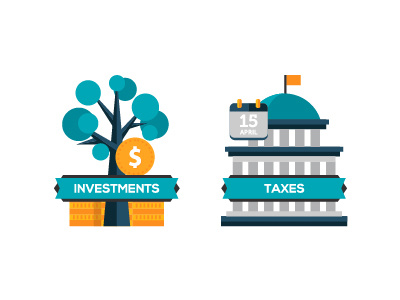 Finance: Investments & Taxes banking building business calendar finance flat design government icon illustration investments money taxes tree