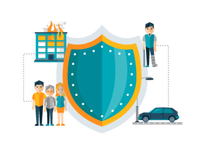 Insurance business car family finance flat design health house illustration insurance people shield symbol