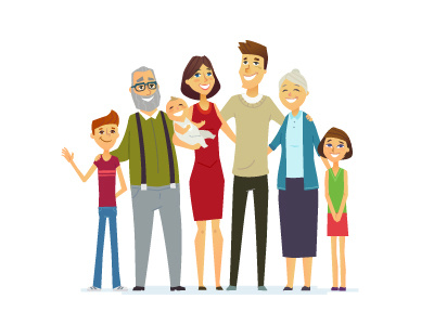 Family - modern cartoon illustration baby boy brother family father girl grandparents illustration mother parents people sister