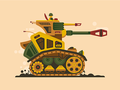 Tank concept flat design illustration soldier tank