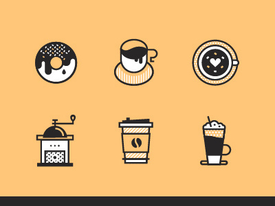 Coffeholic barista cafe cappuccino cezve coffee donut espresso grinder icon latte menu mill
