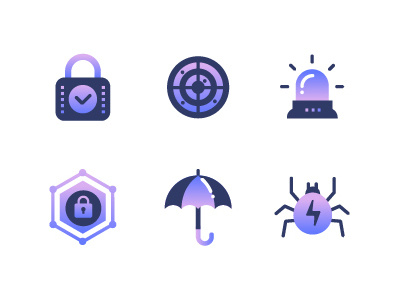 Information security collection computer data flat icon protection quality security set