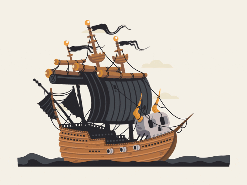 Animated pirate ship