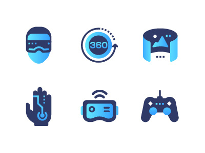 Virtual reality flat icons design device digital flat icon internet reality set style virtual web