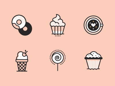 Sweets set of icons bar cafe design icon line style sweet tasty