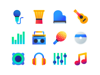 Music - flat design style icons art design flat instrument music studio style vector