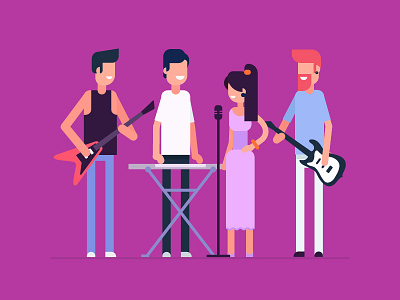 Musical band band flat design hobby illustration music style vector