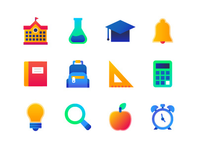 Education - flat design style icons education emoji flat design icon school style