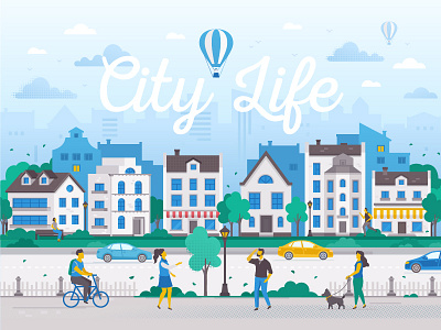 City life character design flat design illustration style urban vector art