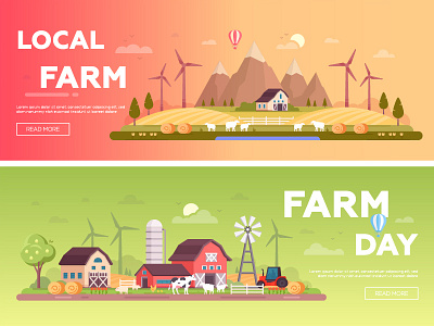 Organic farming banner design eco farm flat organic style vector