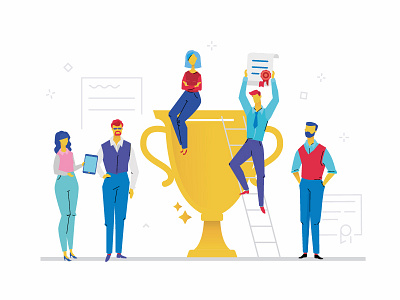 Business success business character design finance flat illustration prize style success vector victory winner