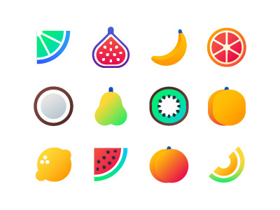 Fruits - flat icons emoticon flat design graphic icon set style vector