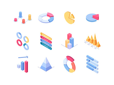 Data analysis analysis analytics analytics chart business infographic isometric design isometric icons isometry object vector graphics