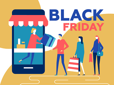 Black Friday illustration black friday character discount flat flat design illustration sale shopping style vector
