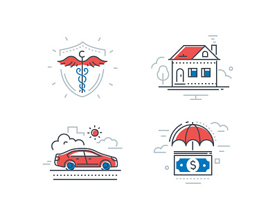 Insurance icons car custom design design home icon icons set insurance insurance company line design vector