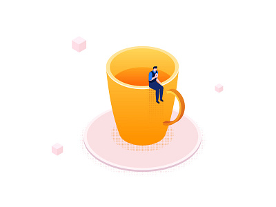 Coffee break isometric illustration business coffee break coffee cup design flat design illustration isometric design isometric illustration vector