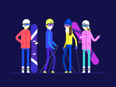 Ski resort - flat design style illustration design flat design graphics illustration mountain ski ski resort snowboarding style vector winter winter sports