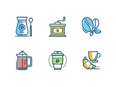 Coffee - icon set breakfast coffee coffee bean drink icon line design set style take away vector graphics