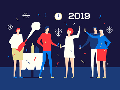 New Year celebration celebration conratulate corporate flat design illustration new year 2019 party style vector