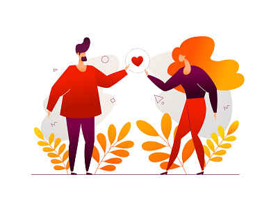 Cute couple composition couple flat design illustration love relationships romantic style valentines day vector