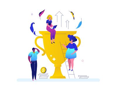 Business success - flat illustration award character composition flat flat design growth illustration style success vector victory winning