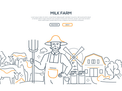 Milk farm - line design style web banner