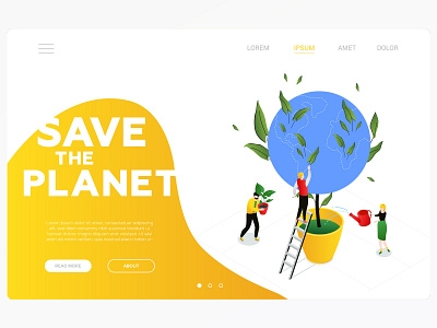 Save the planet - isometric banner banner character design earth earth day eco ecology flat design globe illustration isometric isometry planet save web