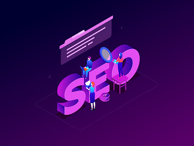 Seo optimization - isometric illustration