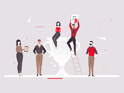 Business success - flat illustration business character composition concept flat design growth illustration prize style success vector victory winner