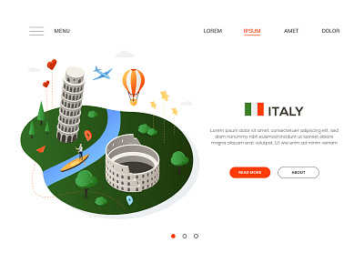 Italy - isometric web banner architecture banner composition design flat design illustration isometric design isometry italy landmark style tour travel traveling