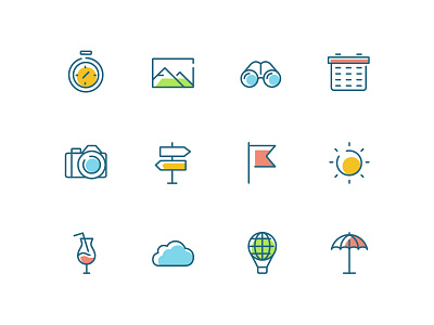 Thin line icons collection design icon journey line style thin travel trip vector