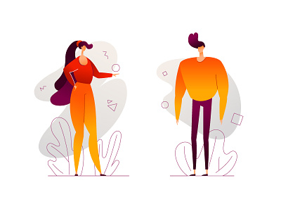 Cute couple character composition design flat illustration man style vector woman