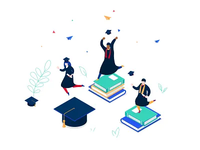 Graduation - isometric illustration character composition design education flat design graduation illustration isometric isometry student style vector