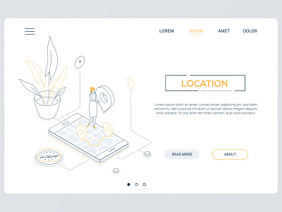 Location - line isometric web banner
