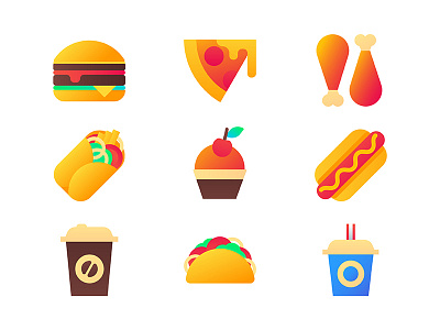 Bright icons collection award badge bright colorful flat flat design food icon vector