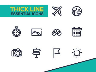 Thick Line Icons collection design icon design line icon lineart style thick travel vector