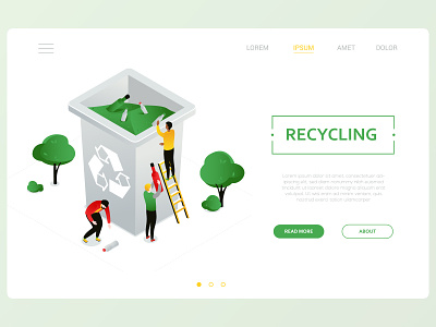Recycling isometric illustration bottle character design eco glass illustration isometric illustration recycling style vector waste sorting
