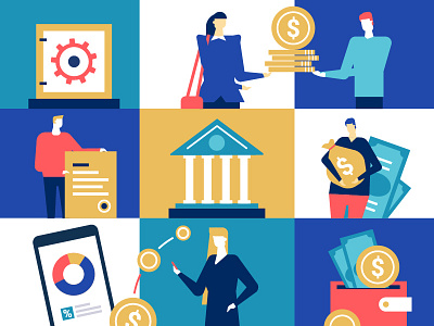 Bank operations - illustration bank business character design finance flat design illustration money payment vector